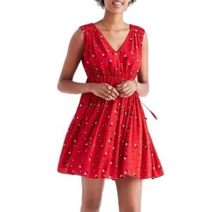 Madewell Magnolia Tie Back Dress Red Floral